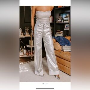 Silver Wide Leg Pants